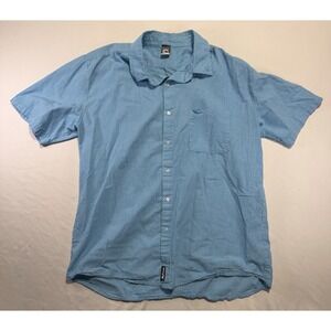 Wave Riding Vehicles WRV Mens XL Blue Gingham Short Sleeve Button Down Shirt USA